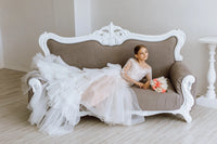 Versailles with the sleeves tulle lace satin flower girl dress