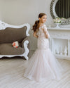 Versailles with the sleeves tulle lace satin flower girl dress