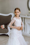 Versailles with the sleeves tulle lace satin flower girl dress