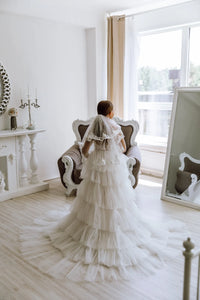 Versailles with the sleeves tulle lace satin flower girl dress