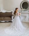 Versailles with the sleeves tulle lace satin flower girl dress