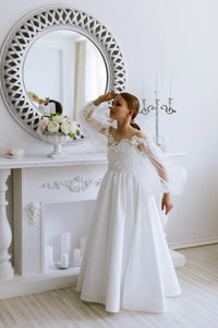 Maria satin flower girl dress