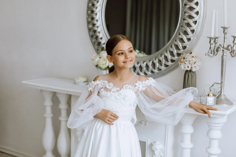 Maria satin flower girl dress