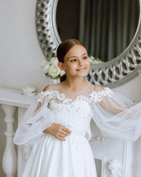 Maria satin flower girl dress