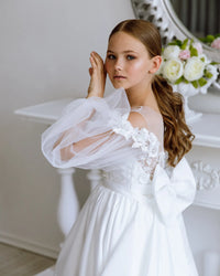 Maria satin flower girl dress