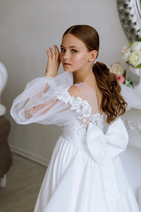 Maria satin flower girl dress