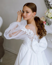 Maria satin flower girl dress