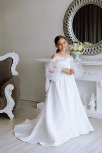 Maria satin flower girl dress