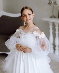 Maria satin flower girl dress