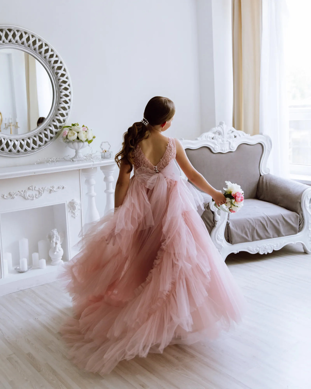 Stefania tulle flower girl dress