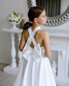 Vanessa with the bow satin flower girl dress