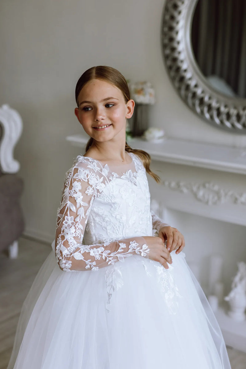 Jasmine lace flower girl dress