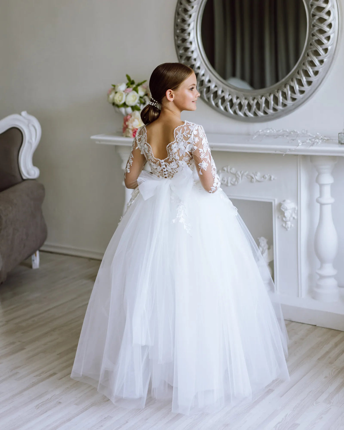 Jasmine lace flower girl dress