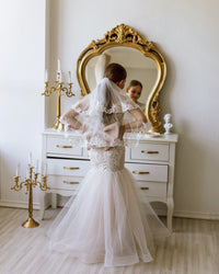 Versailles tulle lace satin flower girl dress