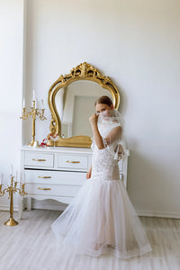 Versailles tulle lace satin flower girl dress