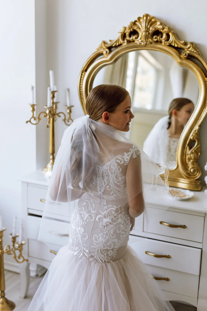 Versailles tulle lace satin flower girl dress