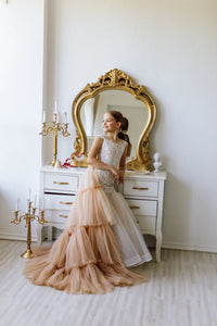 Versailles tulle lace satin flower girl dress