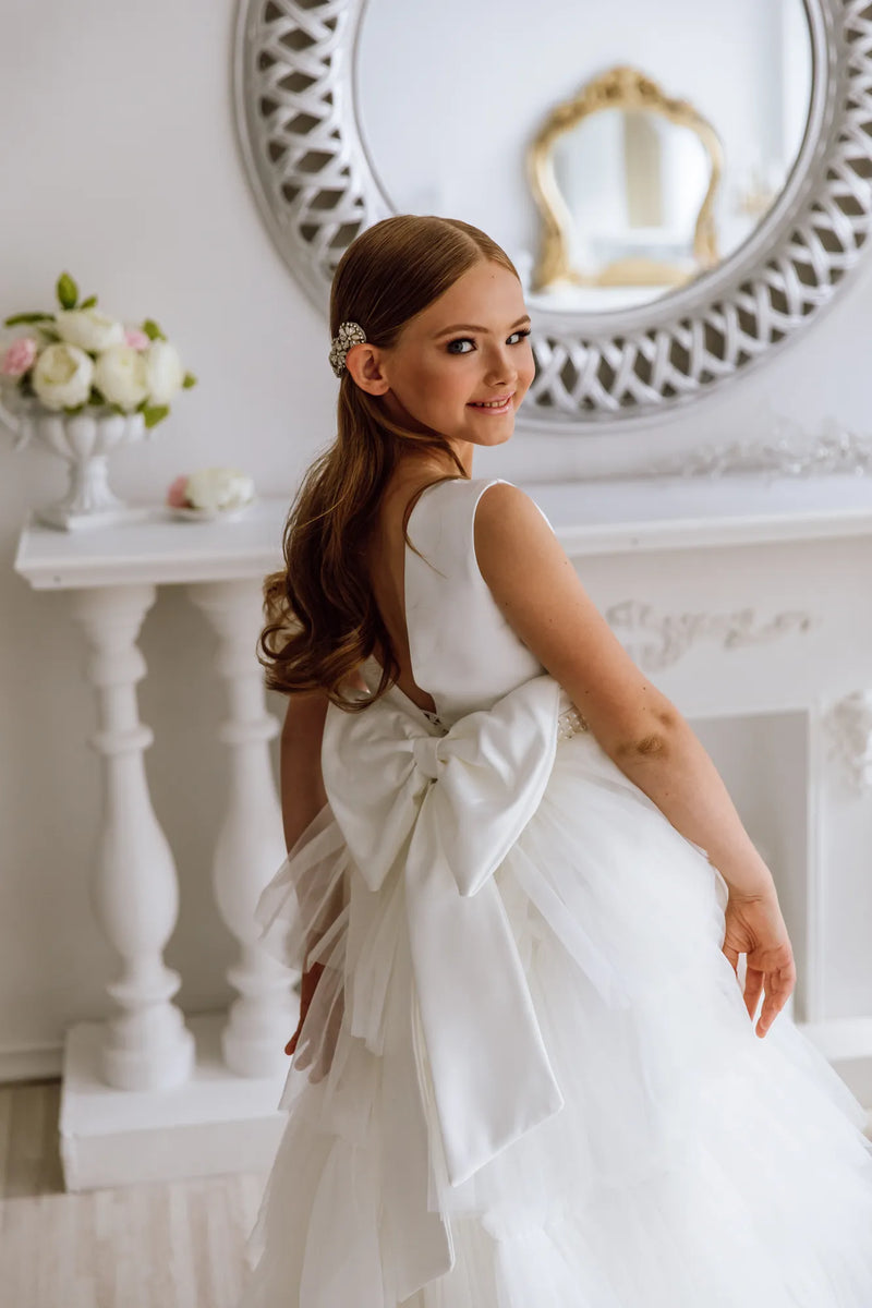 Diana satin flower girl dress