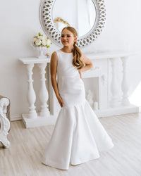 Amelia satin flower girl dress