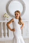 Amelia satin flower girl dress