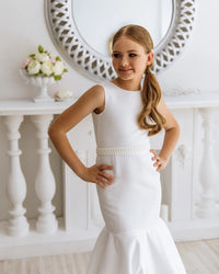 Amelia satin flower girl dress