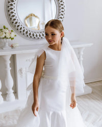 Amelia satin flower girl dress