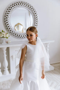 Amelia satin flower girl dress