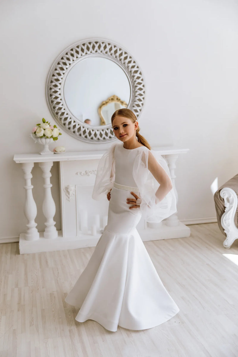 Amelia with sleeves flower girl dress