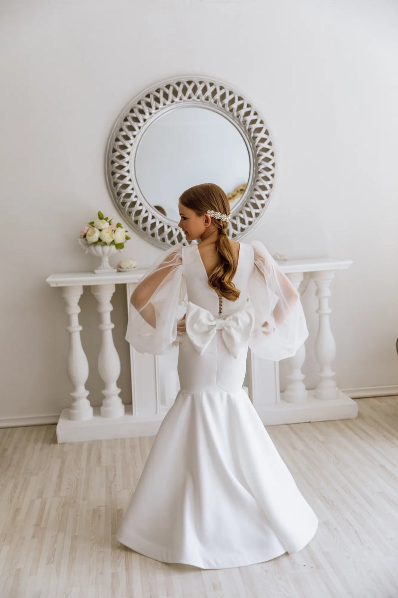 Amelia with sleeves flower girl dress