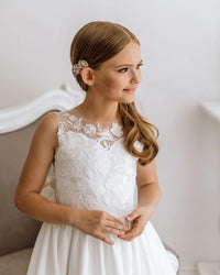 Solana lace satin flower girl dress