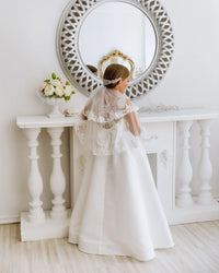 Solana lace satin flower girl dress