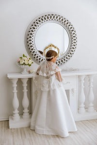 Solana lace satin flower girl dress