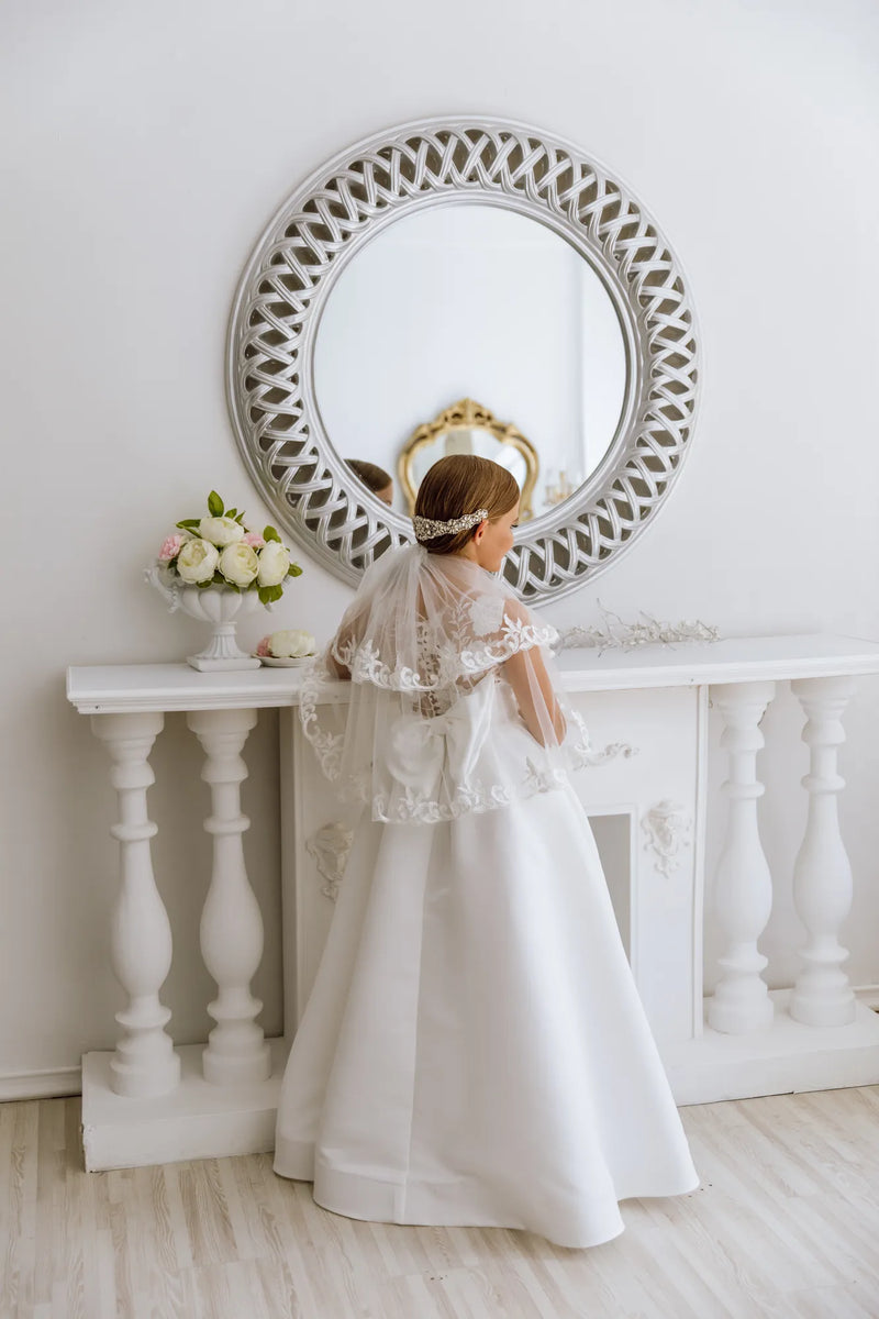 Solana lace satin flower girl dress