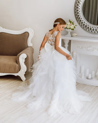 Solana lace satin flower girl dress