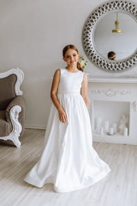 Afina satin flower girl dress